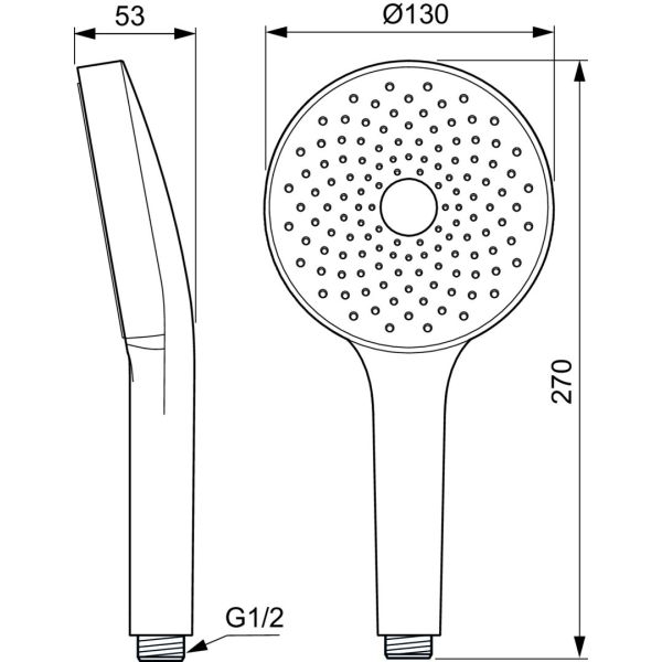 IDEALRAIN SOLOS 1-funkčná ručná sprcha Ø130 mm, farba chróm, A7895AA