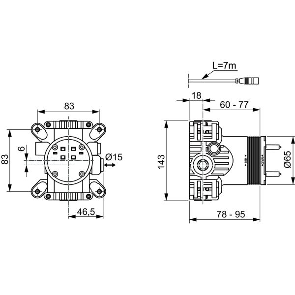Univerzálny podomietkový diel1 pre hlavovu sprchu so svetlom, A1080NU
