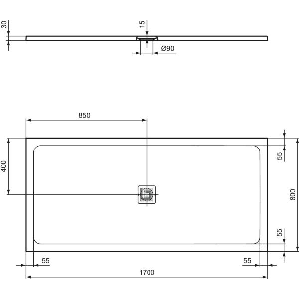 UltraFlat S + 170x80x3 cm Sprchová vanička z IdealSolid, T5611FS