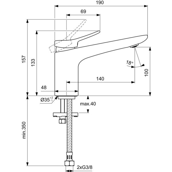 CONCA Umývadlová batéria Grande bez odpadovej garnitúry, BD457A5