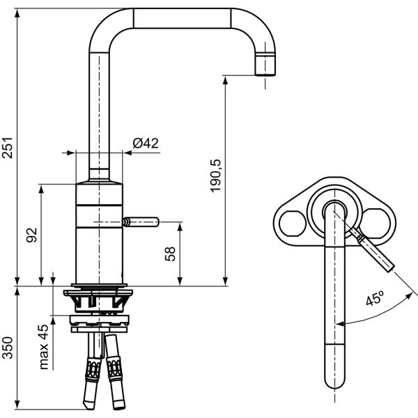 IQ JADO Umývadlová batéria bez odpadovej garnitúry s flex. hadičkami, H2069AA