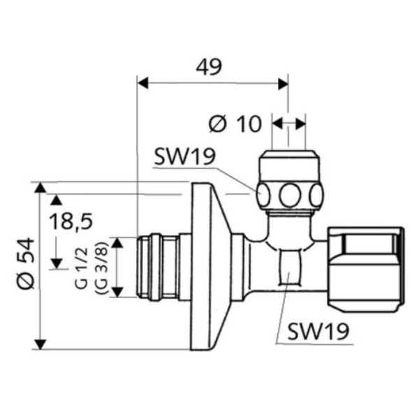 Schell rohový ventil s konusovým zverným šrúbením, G1/2", 05 428 0699