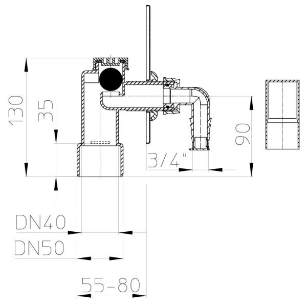 HL Podomietkový sifón pre práčky, HL440