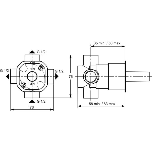 Univ 2-cestný prepínač  podomietkový diel D1 + nadomietkový diel 2, A2754NU, A2755AA