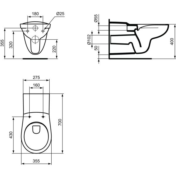CONTUOR 21 WC závesné invalidné, V340401