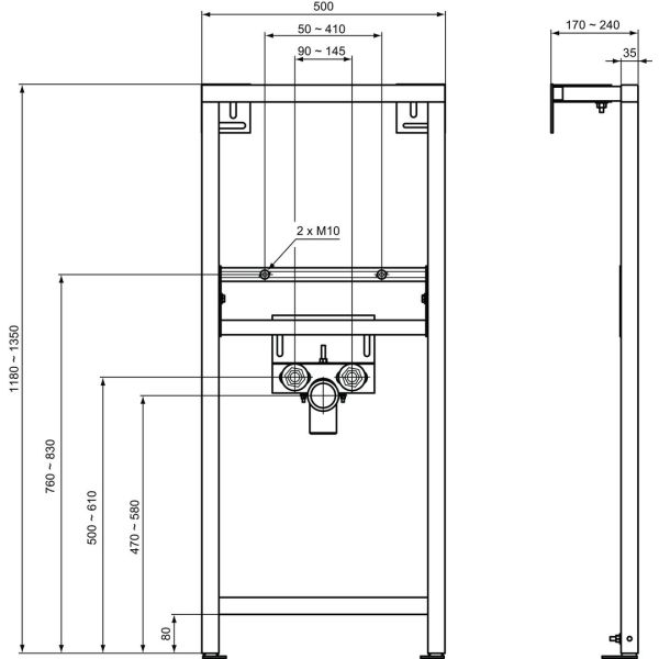 IDEAL STANDARD Podomietkový  montážny modul pre umývadlo, W589867
