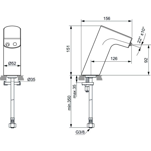 INTELLIFLOW  Senzorová umývadlová batéria bez zmiešavania, A7859B3