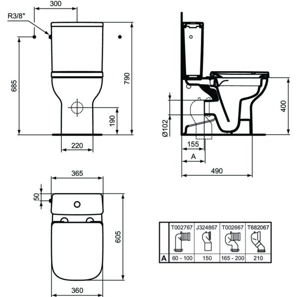 I.LIFE WC kombi nádrž 4,5/3l, bočné napúšťanie, T499801