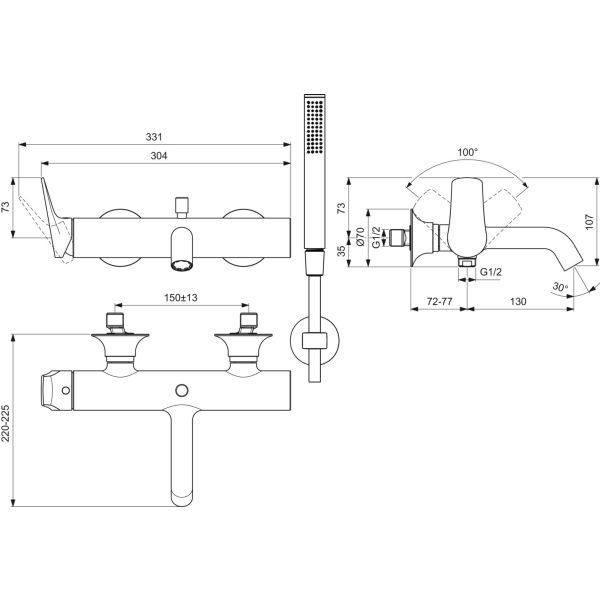 LA DOLCE VITA Vaňová batéria nástenná s príslušenstvom, BD667A5