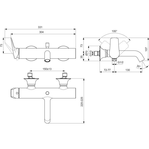 LA DOLCE VITA Vaňová batéria nástenná bez príslušenstva, BD666A5
