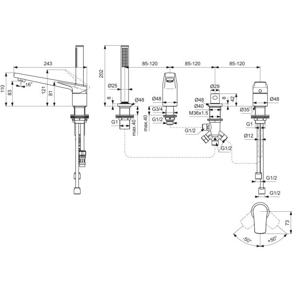 LA DOCE VITA  Vaňová 4-otvorová batéria, BD671A5