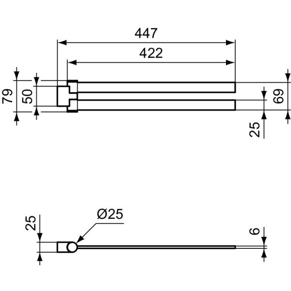 CONCA Madlo  na ručník dvojitý hranatý 45 cm, T5395A5