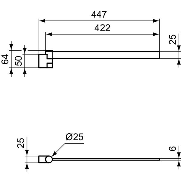 CONCA Madlo  na ručník jednoduché hranaté 45 cm, T5393A5