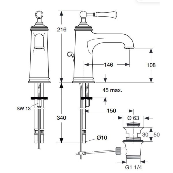LIGHTHOUSE JADO Umývadlová batéria bez odpadovej garnitúry s flex. hadičkami, A3850AA
