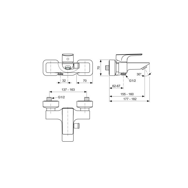 STRADA Vaňová batéria nástenná, A5848AA
