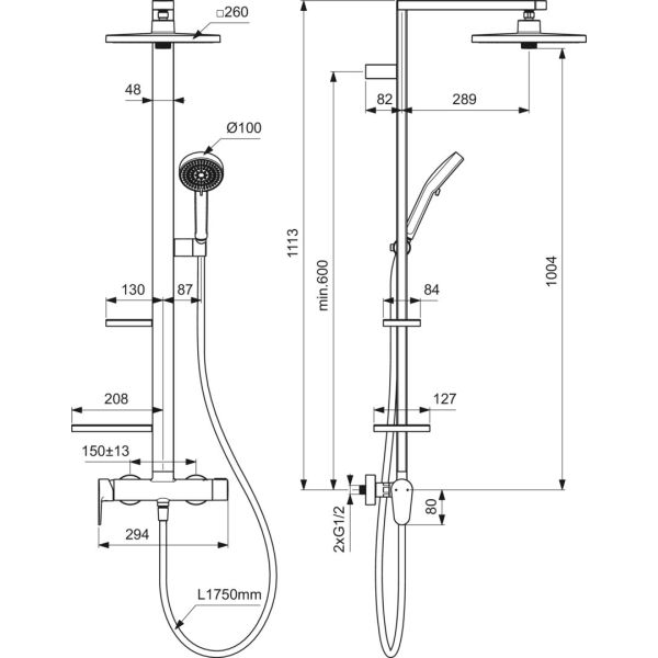 ALU+ Sprchový systém s pákovou batériou, hodvábna čierna, BE204XG
