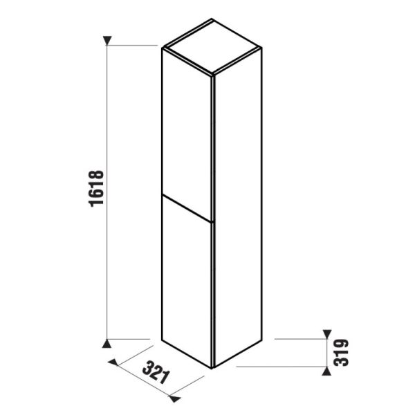 LAUFEN BASAL Vysoká skrinka dvojdvierková, otočiteľná, 319x321x1618 mm, Biela lesklá, H43N7122305001