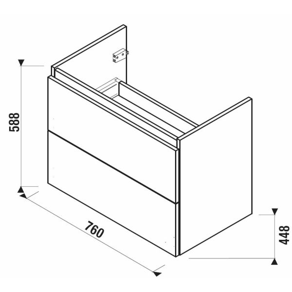 LAUFEN BASAL Skrinka pod umývadlo, 2 zásuvky, pre umývadlo H8127160001311, 760x448x588 mm, drevodekor jaseň, H40N7164013421