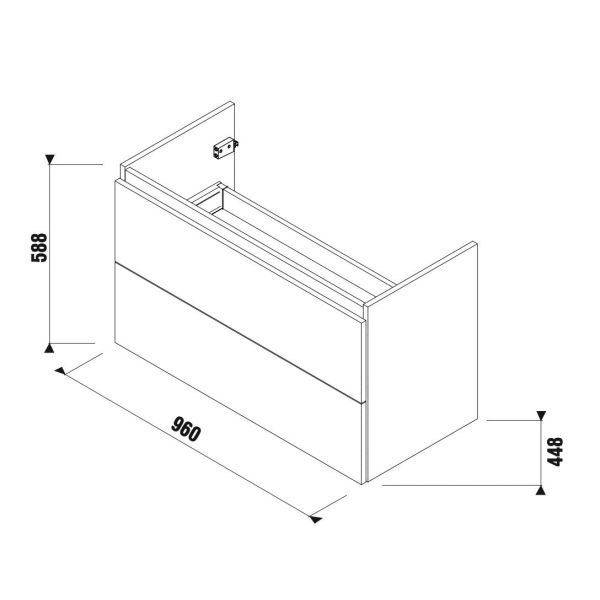 LAUFEN BASAL Skrinka pod umývadlo, 2 zásuvky, pre umývadlo H8147130001311, 960x448x588 mm, Biela, H40N7174015001