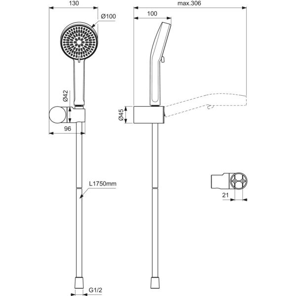IDEALRAIN Sprchová sada s otočným držiakom, BE153XG