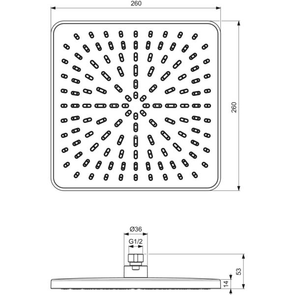 IDEALRAIN hlavová sprcha štvorec 26x26 cm, BE220AA