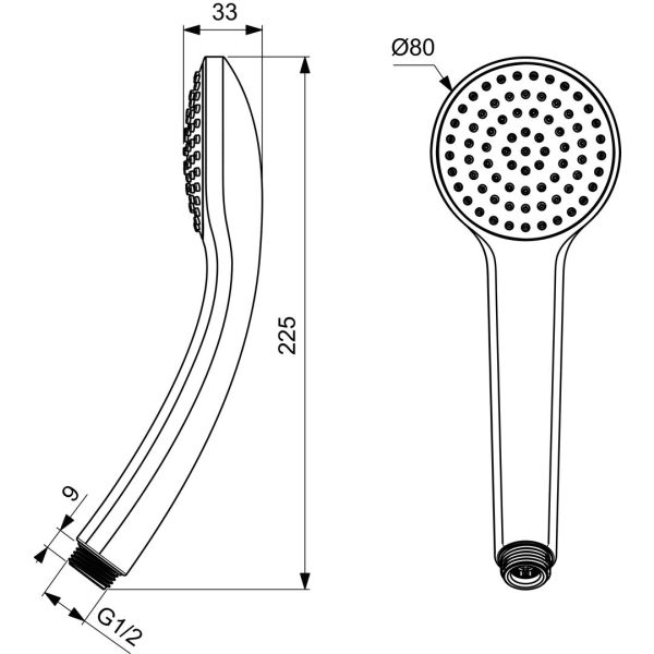 IDEALRAIN ručná sprcha 1-funkčná M1 Ø80mm, B9400AA