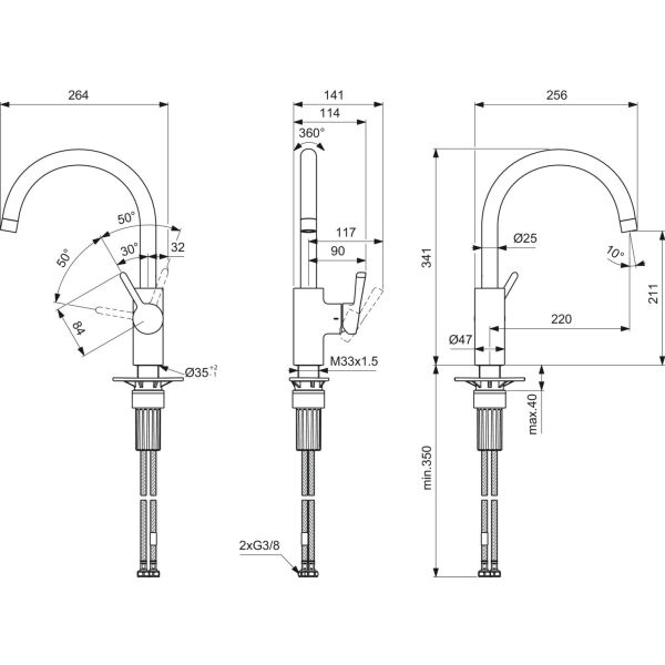 CERALIFE Drezová batéria s vysokým vývodom, BE238AA