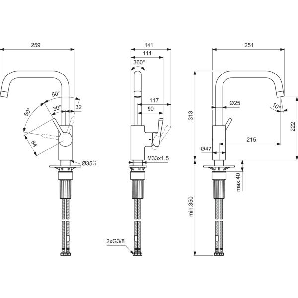 CERALIFE Drezová batéria s vysokým vývodom, BE240AA