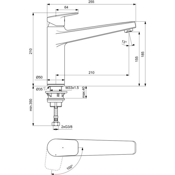 CERAPLAN Drezová batéria s vysokým vývodom, BlueStart BD327AA