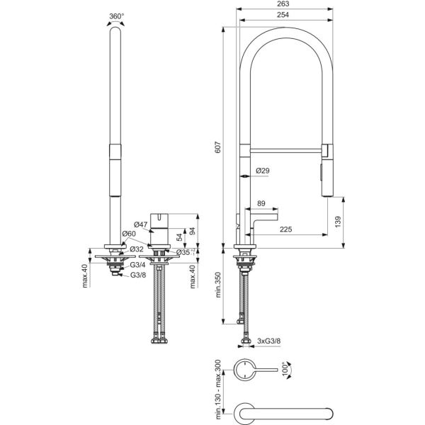 GUSTO Drezová batéria dvojotvorová ,vysoká Semi-Pro verzia, BD425J4