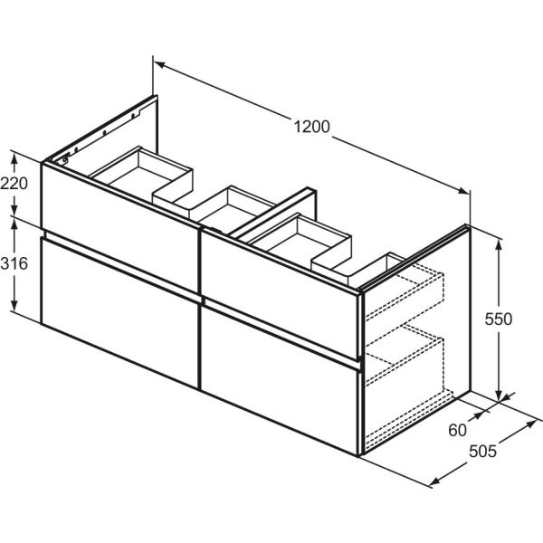FINESSE Umývadlová skrinka 120 cm, šírka 50,5 cm,  E3399UR