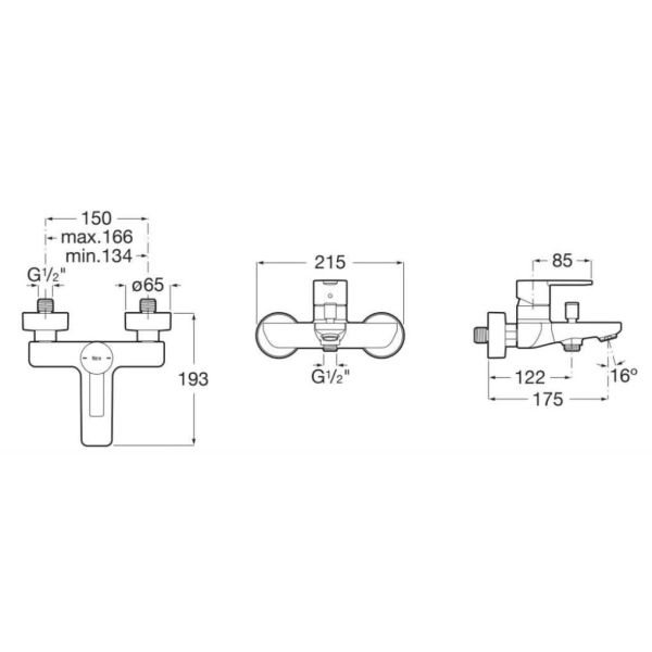 ROCA TARGA Vaňová batéria 150 mm, bez príslušenstva, A5A025FC00