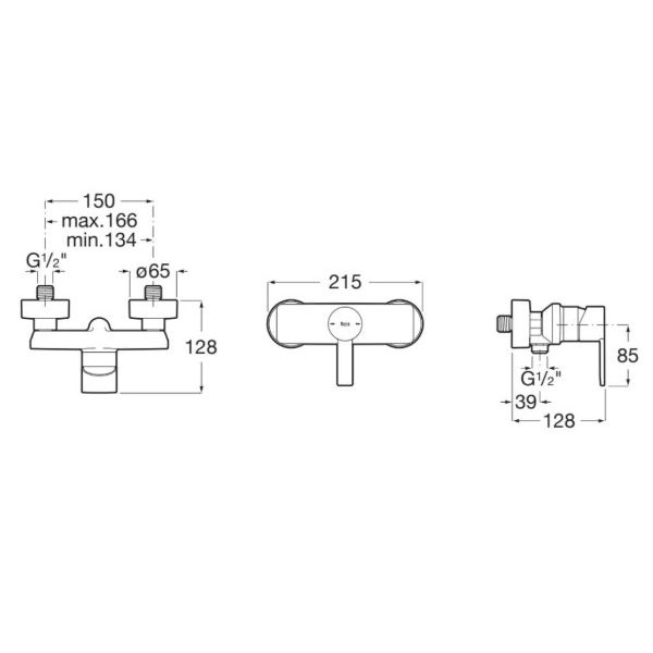 ROCA TARGA Sprchová batéria 150 mm, bez sprchovaného príslušenstva, A5A215FC00