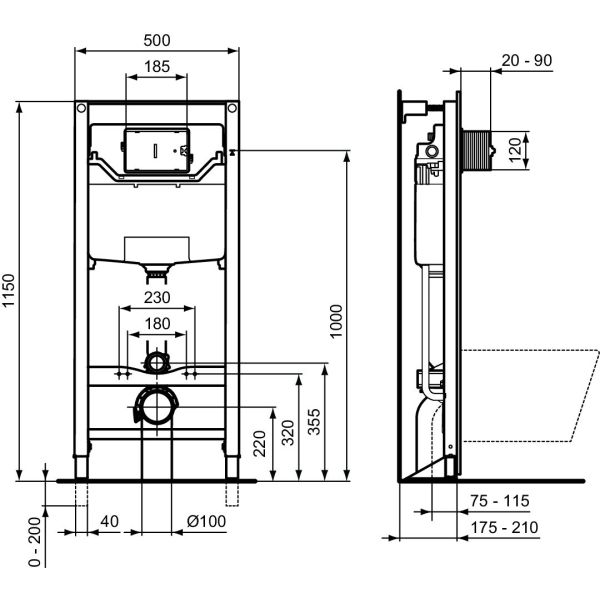 PROSYS Podomietkový WC modul 120 M zosilnená montáž, R053067