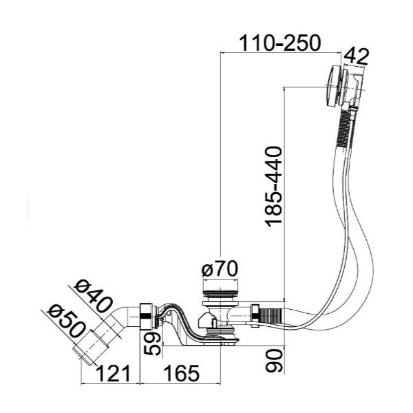 JIKA SANIT Vaňová automatická výpusť s prepadom, sifón DN 40/50, chróm, VS35333C00S000
