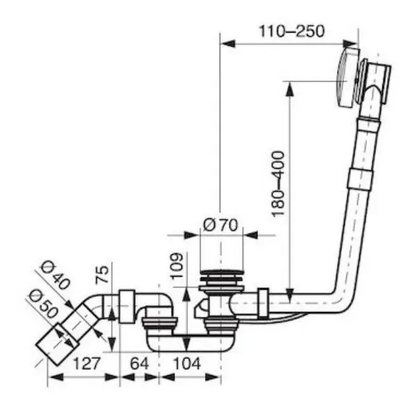 Vaňový zápachový uzáver s mechanickým ovládaním (sifón) chróm, VV3504200S000