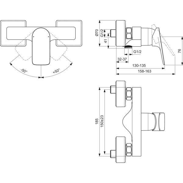 CERALIFE C  Sprchová nástenná zmiešavacia batéria, BE066XG