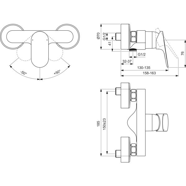 CERALIFE O  Sprchová nástenná zmiešavacia batéria, BE028XG
