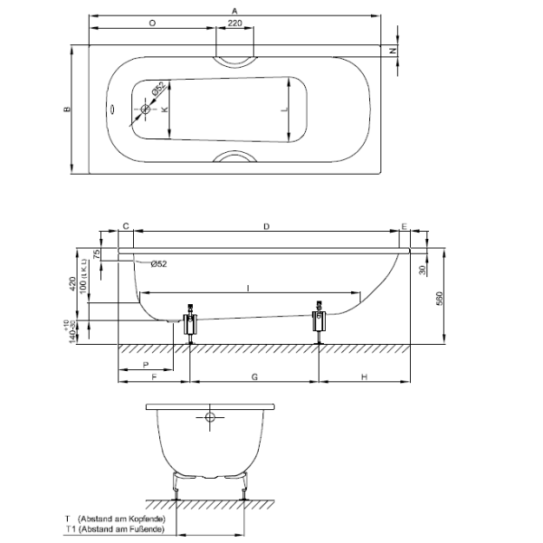 BetteForm vaňa z glazovanej titánovej ocele 1800x800x420 mm, Biela, 2950-000