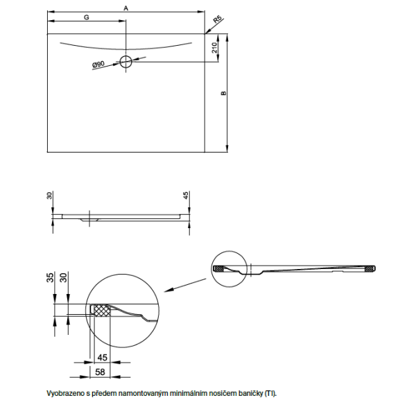 BetteFloor Side sprchová vanička z glazovanej titánovej ocele 900x900x30 mm, Biela, 3381-000T1