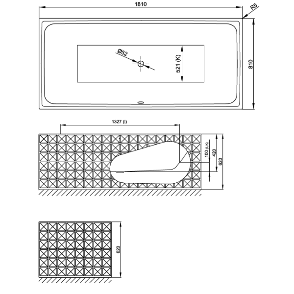 BetteLoft Ornament voľne stojaca vaňa z glazovanej titánovej ocele 1810x810x620 mm, Biela, 3172-000CFXX6A