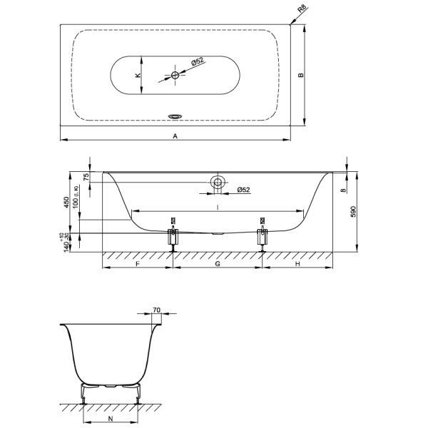 BetteLux vaňa z glazovanej titánovej ocele s povrchovou úpravou GlazePlus 1800x800x450 mm, Biela, 3441-000PLUS