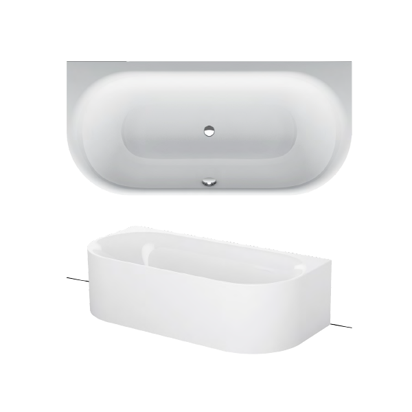 BetteLux Oval I Silhouette voľne stojaca vaňa k stene z glazovanej titánovej ocele s povrchovou úpravou GlazePlus 1800x850x575 mm, Biela, 3416-000CWVVS,PLUS