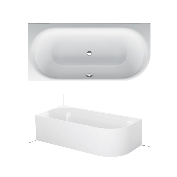 BetteLux Oval IV Silhouette voľne stojaca vaňa k stene z glazovanej titánovej ocele 1850x850x575 mm, Biela, 3426-000CERVS