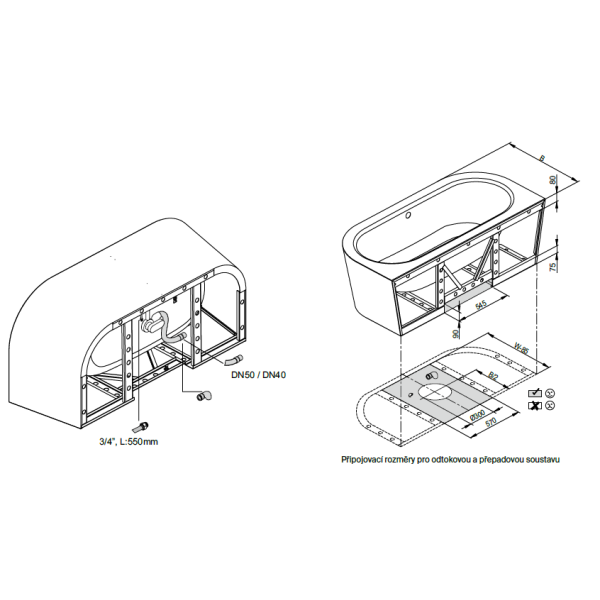 BetteStarlet I Silhouette voľne stojaca vaňa k stene z glazovanej titánovej ocele s povrchovou úpravou GlazePlus 1850x850x575 mm, Biela, 8320-000CWVVKPLUS