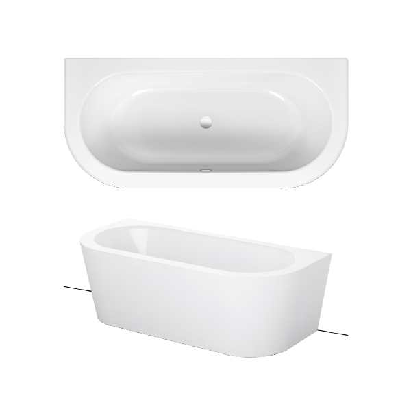 BetteStarlet I Silhouette voľne stojaca vaňa k stene z glazovanej titánovej ocele s povrchovou úpravou GlazePlus 1850x850x575 mm, Biela, 8320-000CWVVKPLUS