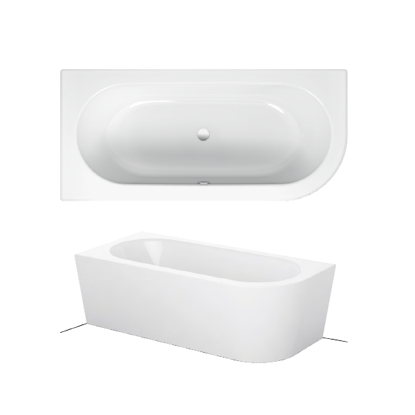 BetteStarlet IV Silhouette voľne stojaca vaňa k stene z glazovanej titánovej ocele 1850x850x575 mm, Biela, 6670-000CERVK