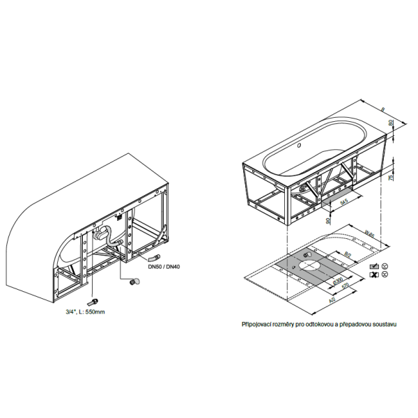 BetteStarlet V Silhouette voľne stojaca vaňa k stene z glazovanej titánovej ocele 1850x850x575 mm, Biela, 6700-000CELVK