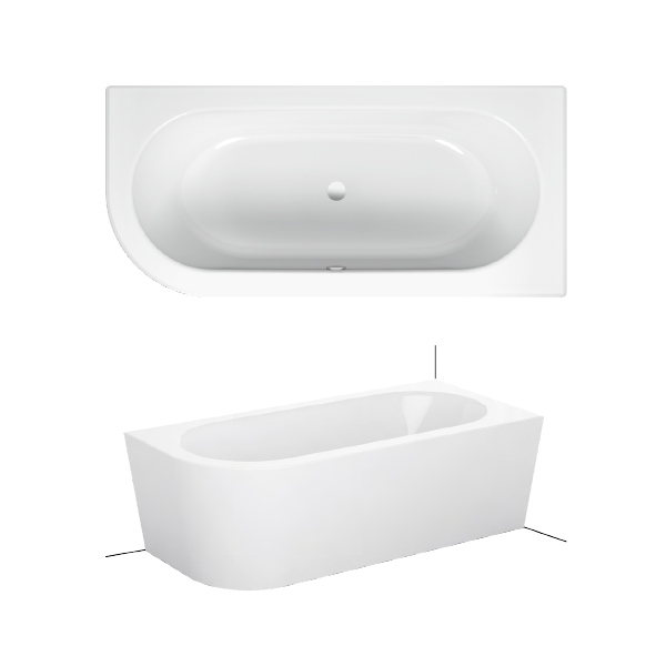 BetteStarlet V Silhouette voľne stojaca vaňa k stene z glazovanej titánovej ocele 1850x850x575 mm, Biela, 6700-000CELVK