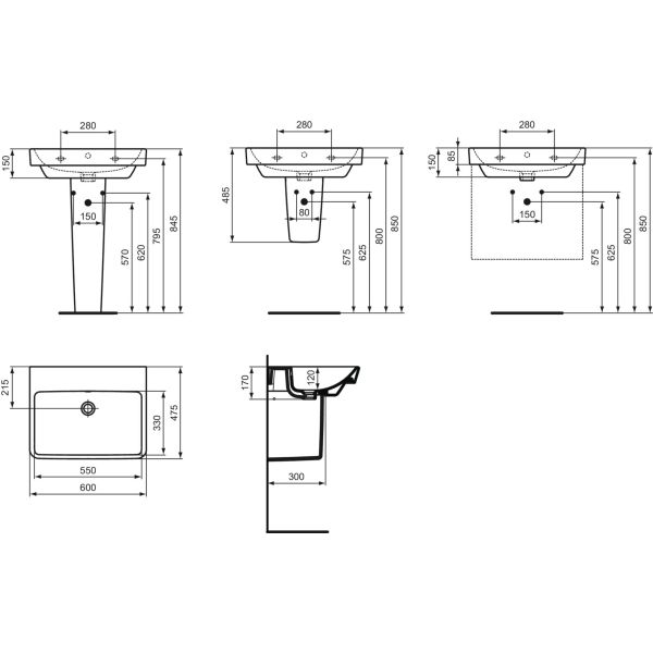 I.LIFE B Umývadlo 60x47,5 cm, bez otvoru pre batériu, T684501